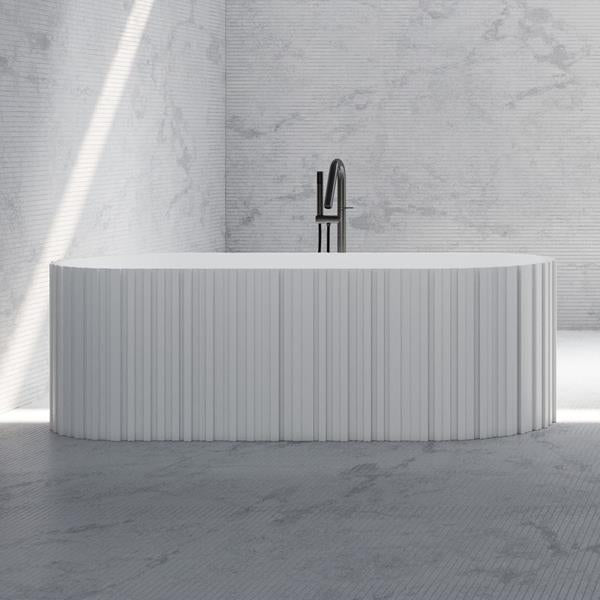 Maidstone - Blaise Vertical 67 Inch Solid Surface Fluted Freestanding Tub