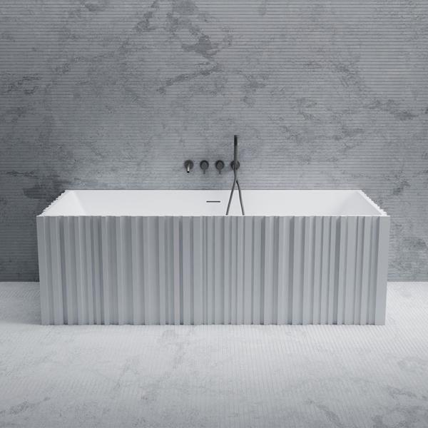 Maidstone - Jaylin Vertical 67 Inch Solid Surface Fluted Freestanding Tub