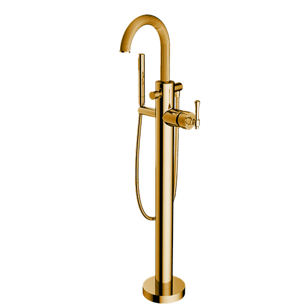 Santec - Athena II Trim - Floor Mount Tub Filler With Hand Shower