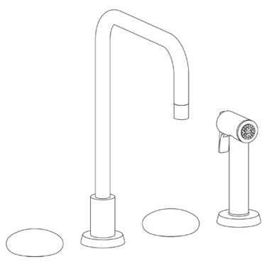 Watermark - Zen Deck Mounted 4 Hole Square Top Kitchen Set - Includes Side Spray