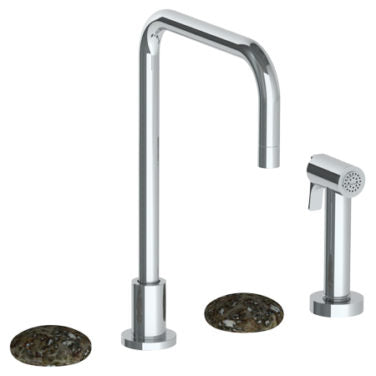 Watermark - Zen Deck Mounted 4 Hole Square Top Kitchen Set - Includes Side Spray