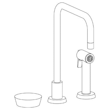 Watermark - Zen Deck Mounted 3 Hole Square Top Kitchen Set - Includes Side Spray