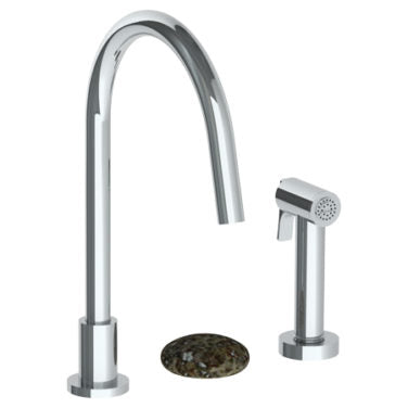 Watermark - Zen Deck Mounted 3 Hole Gooseneck Kitchen Set - Includes Side Spray
