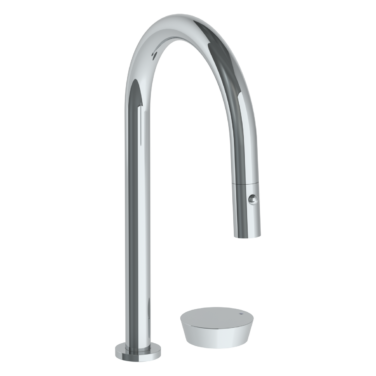 Watermark - Zen Deck Mounted 2 Hole Gooseneck Kitchen Faucet with Pull Down Spray