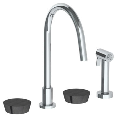 Watermark - Zen Deck Mounted 4 Hole Gooseneck Kitchen Set - Includes Side Spray