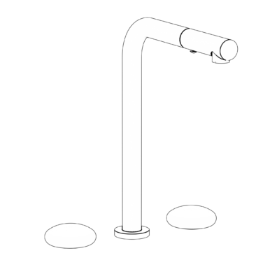 Watermark - Zen Deck Mounted 3 Hole Square Top Kitchen Faucet with Pull Out Spray