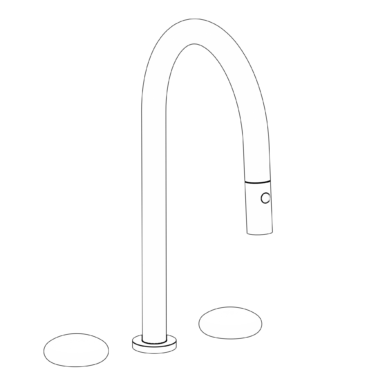Watermark - Zen Deck Mounted 3 Hole Gooseneck Top Kitchen Faucet with Pull Down Spray