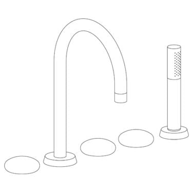 Watermark - Zen Deck Mounted 5 hole Gooseneck Bath set