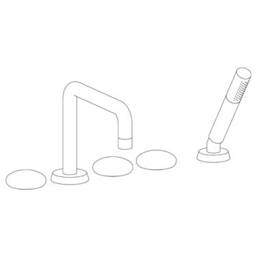 Watermark - Zen Deck Mounted 5 hole Square Bath set