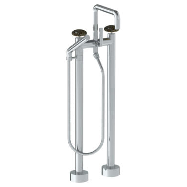 Watermark - Zen Floor Standing Square Bath set with Slim Hand Shower