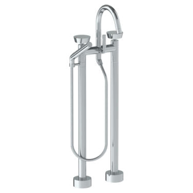 Watermark - Zen Floor Standing Gooseneck Bath Set with Slim Hand Shower