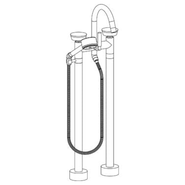 Watermark - Zen Floor Standing Gooseneck Bath Set with Volume Hand Shower