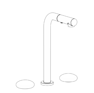Watermark - Zen Deck Mounted 3 Hole Square Top Prep Faucet with Pull Out Spray