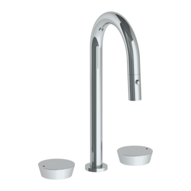 Watermark - Zen Deck Mounted 3 Hole Gooseneck Prep Faucet with Pull Down Spray
