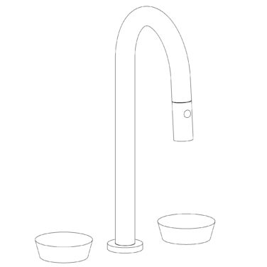 Watermark - Zen Deck Mounted 3 Hole Gooseneck Prep Faucet with Pull Down Spray