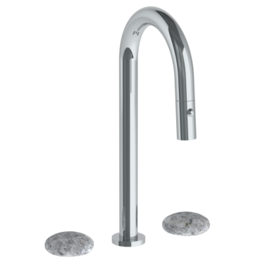 Watermark - Zen Deck Mounted 3 Hole Gooseneck Prep Faucet with Pull Down Spray