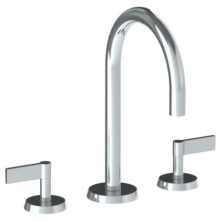 Watermark - Blue Deck Mounted 3 Hole Gooseneck Square Lavatory Set