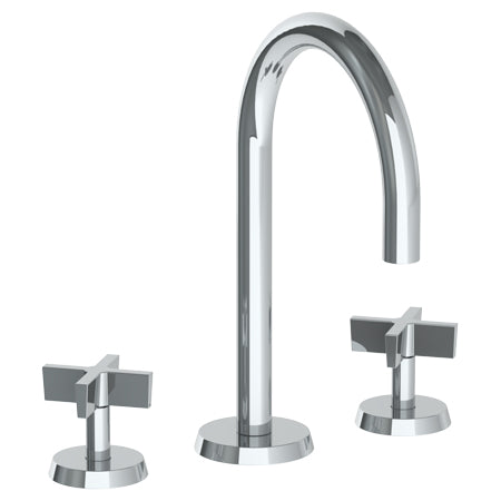 Watermark - Blue Deck Mounted 3 Hole Gooseneck Square Lavatory Set