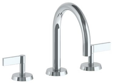 Watermark - Blue Deck Mounted 3 Hole Gooseneck Lavatory Set with Short Spout
