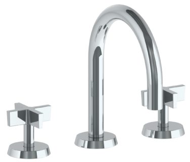 Watermark - Blue Deck Mounted 3 Hole Gooseneck Lavatory Set with Short Spout