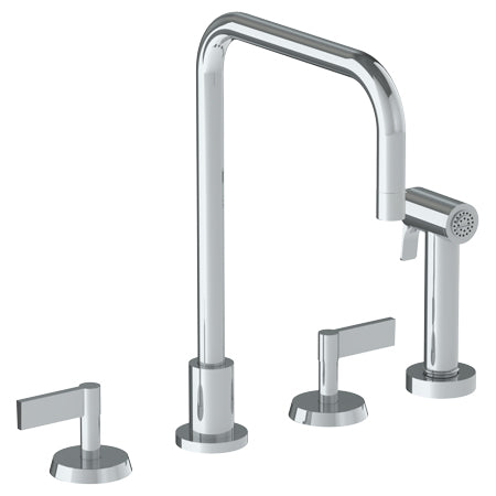 Watermark - Blue Deck Mounted 4 Hole Square Top Kitchen Set - Includes Side Spray