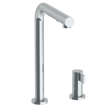 Watermark - Blue Deck Mounted 2 Hole Square Top Kitchen Faucet with Pull Out Spray