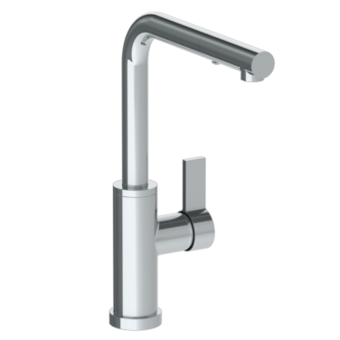 Watermark - Blue Deck Mounted 1 Hole Square Top Kitchen Faucet with Pull Out Spray - Low Spout