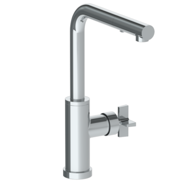 Watermark - Blue Deck Mounted 1 Hole Square Top Kitchen Faucet with Pull Out Spray - Low Spout
