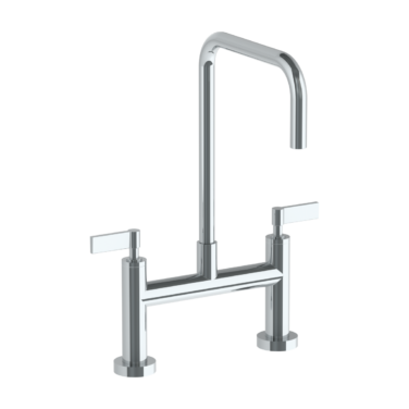 Watermark - Blue Deck Mounted Bridge Square Top Kitchen Faucet