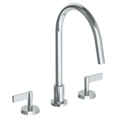 Watermark - Blue Deck Mounted 3 Hole Gooseneck Kitchen Faucet