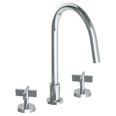 Watermark - Blue Deck Mounted 3 Hole Gooseneck Kitchen Faucet