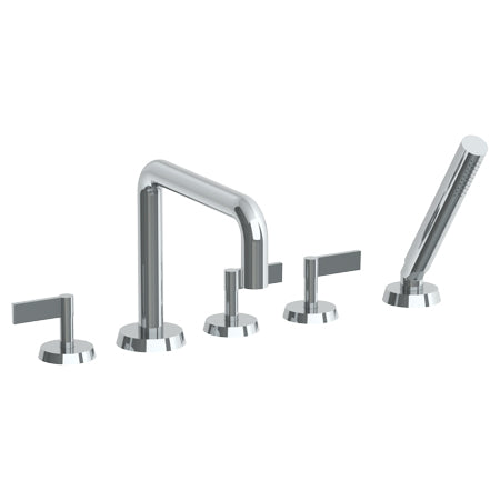 Watermark - Blue Deck Mounted 5 Hole Square Bath Set
