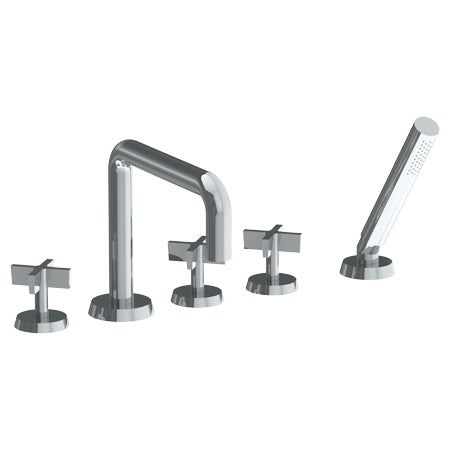 Watermark - Blue Deck Mounted 5 Hole Square Bath Set