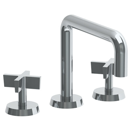 Watermark - Blue Deck Mounted 3 Hole Square Bath Set