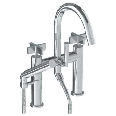 Watermark - Blue Deck Mounted Exposed Gooseneck Bath Set with Hand Shower