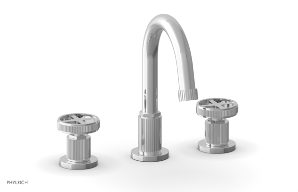 Phylrich - Dustrie Widespread Faucet Arc Spout Cross Handles - Grooved