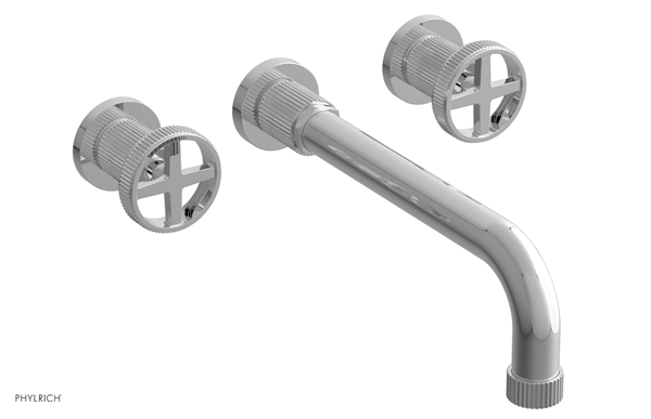 Phylrich - Dustrie Wall Tub Set 10 Inch Spout - Cross Handles Grooved