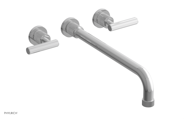 Phylrich - Dustrie Wall Lavatory Set 14 Inch Spout Grooved Lever Handles