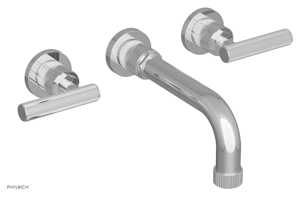 Phylrich - Dustrie Wall Tub Set 7-5/8 Inch Spout - Lever Handles Grooved
