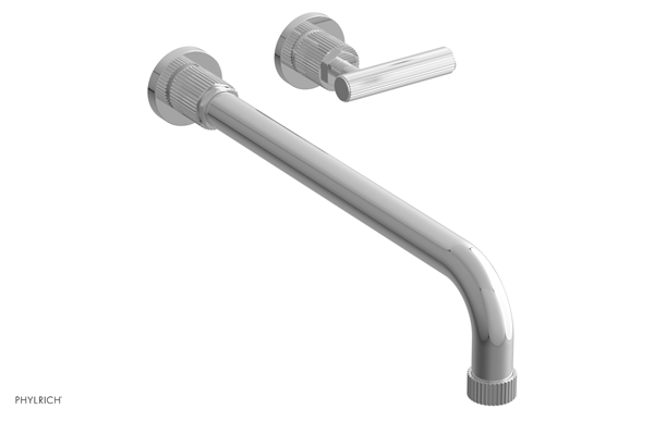 Phylrich - Dustrie Single Handle Wall Lavatory Set 14 Inch Spout - Grooved Lever Handle
