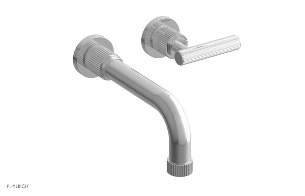 Phylrich - Dustrie Single Handle Wall Lavatory Set 7-5/8 Inch Spout - Grooved Lever Handle
