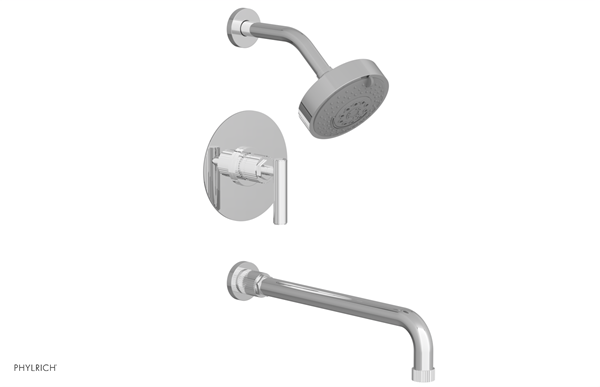 Phylrich - Dustrie Pressure Balance Tub & Shower Set 14 Inch Spout - Lever Handle Grooved