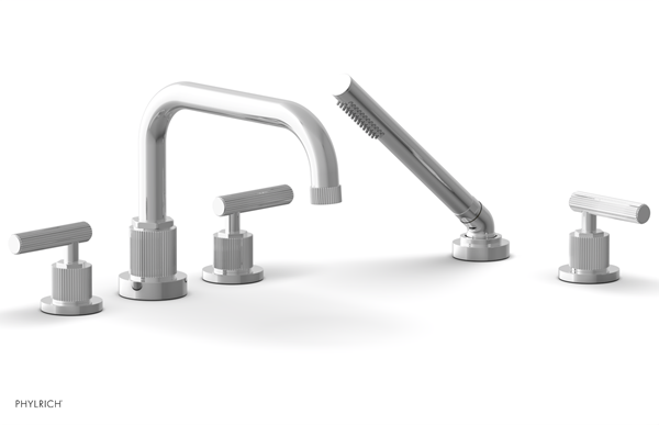 Phylrich - Dustrie Deck Tub Set with Hand Shower - Lever Handles Grooved