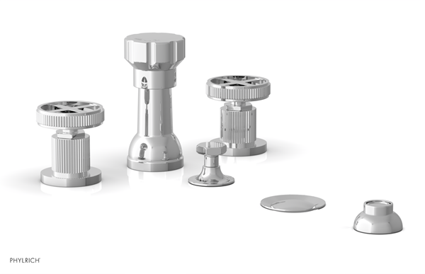 Phylrich - Dustrie Four Hole Bidet Set Cross Handle Grooved