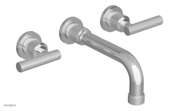 Phylrich - Dustrie Wall Tub Set 7-1/2 Inch Spout - Knurled Lever Handles