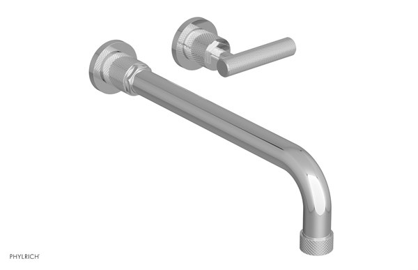Phylrich - Dustrie Single Handle Wall Lavatory Set 12 Inch Spout - Knurled Lever Handle