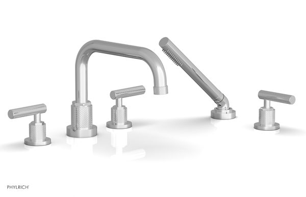 Phylrich - Dustrie Deck Tub Set with Hand Shower Low Spout - Knurled Lever Handles