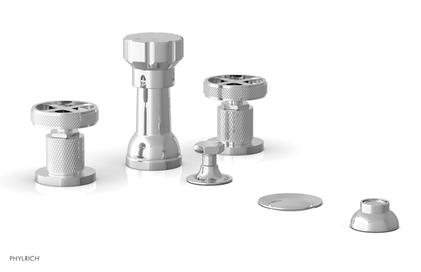 Phylrich - Dustrie Four Hole Bidet Set - Knurled Cross Handles