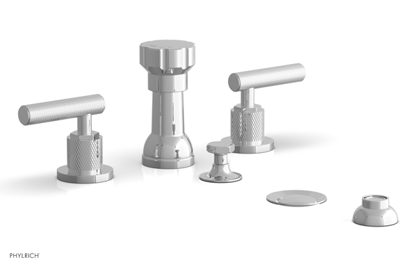 Phylrich - Dustrie Four Hole Bidet Set - Knurled Lever Handles