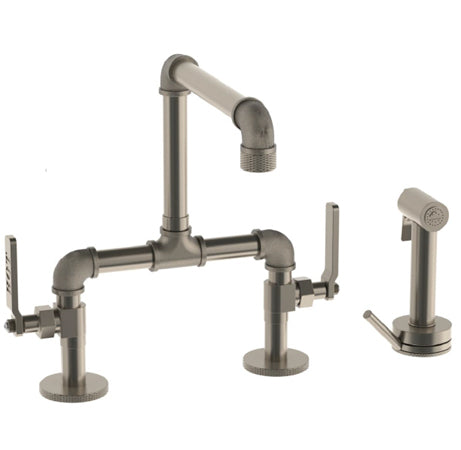 Watermark - Elan Vital Deck Mounted Bridge Kitchen Faucet With Independent Side Spray